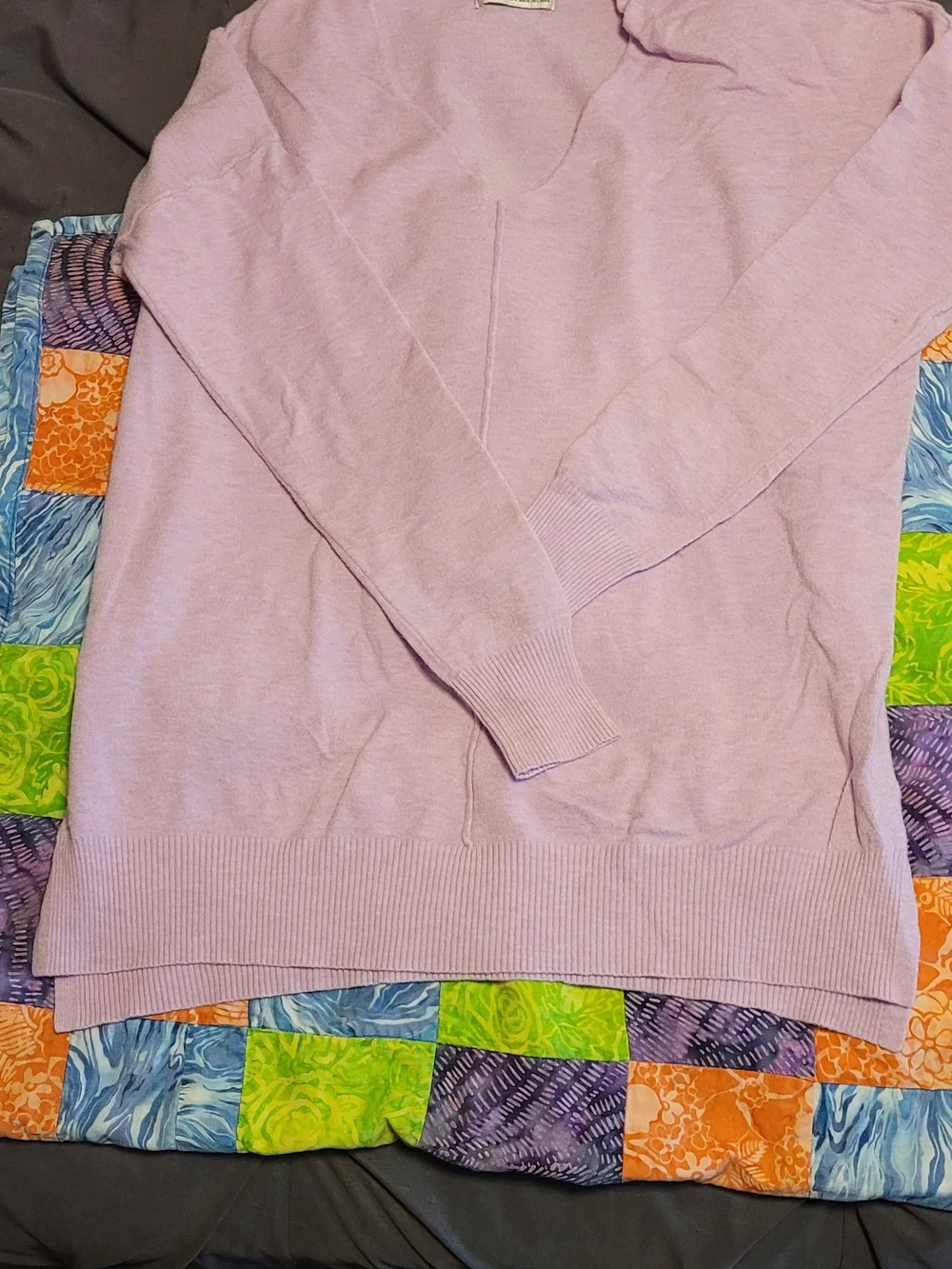 Zenana Outfitters Lavender V-Neck Sweater - Soft Lilac Gray Flare LOUNGE PANTS